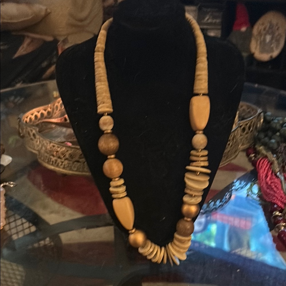 Natural Wooden Beaded Necklace